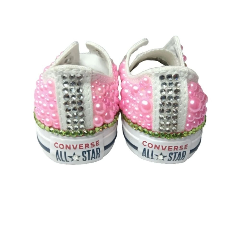 Alpha Kappa Alpha Bling Sneakers Custom Converse Beads Rhinestones Girls Size 13 - Picture 5 of 12